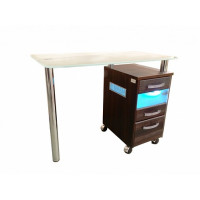 Стол маникюрный с 1 тумбой, со стеклянной столешницей и УФ-блоком "МЦ-051"