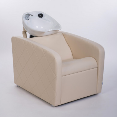 Парикмахерский комплект "Генри", Бежевый, 1 кресло гидравлика диск, 1 мойка средняя белая раковина